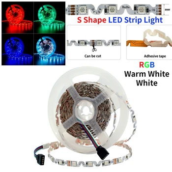 12/24V S Forma LED Strip Gaismas SMD5050 Elastīgu RGB/WarmWhite/Balts 5M 48/60LED/M, Lieces Kanāls Burtu 